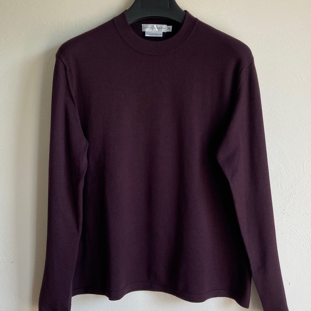 70%Silk Dark Purple Long Sleeve Top XL